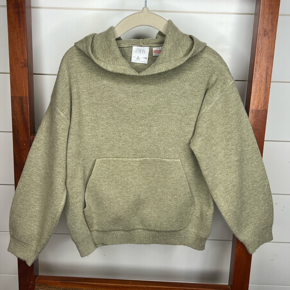 Zara Kids- Pistachio Green, Hooded Sweater - Picture 1 of 8
